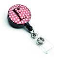 Carolines Treasures Letter E Monogram Pink and Black Polka Dots Retractable Badge Reel CJ1001-EBR